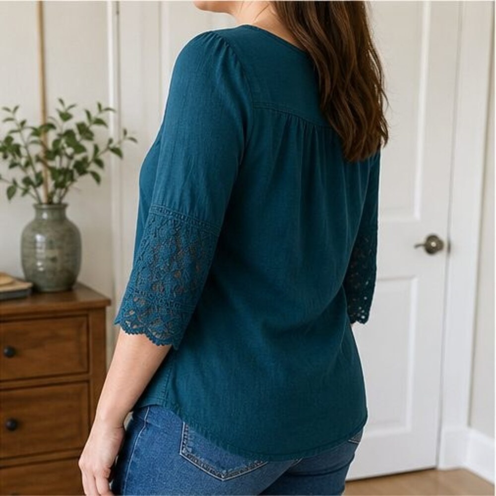 Teal Ruffle Blouse - Picture 3 of 6